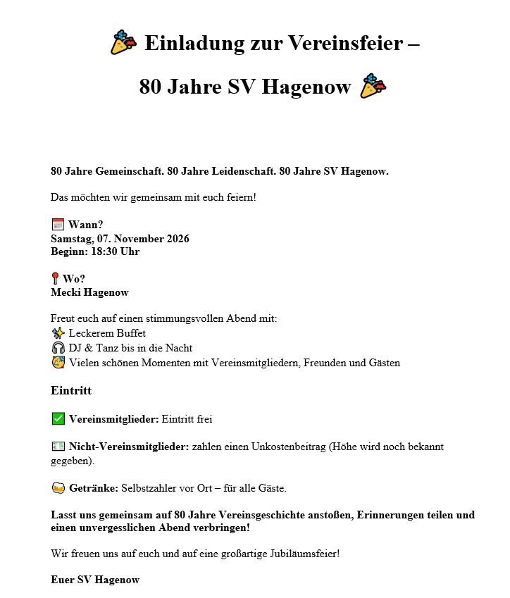 Einladung Vereinsfest